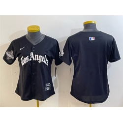 Women Los Angeles Dodgers Blank Black 2025 World Series Champions LA Gothic Edition Limited Stitched Baseball Jersey