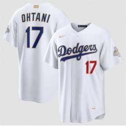 Youth Los Angeles Dodgers  17 Shohei Ohtani White 2026 Gold Collection Stadium Stitched Baseball Jersey