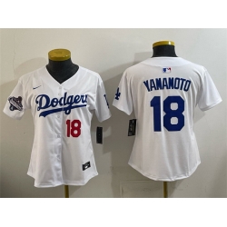 Youth Los Angeles Dodgers 18 Yoshinobu Yamamoto White 2025 World Series Champions Home Limited Stitched Baseball Jersey