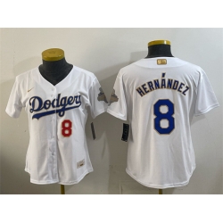 Youth Los Angeles Dodgers  8 Enrique Hern%C3%A1ndez White 2026 Gold Collection Stadium Stitched Baseball Jersey