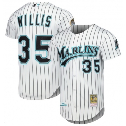 Men Florida Marlins Dontrelle Willis #35 Mitchell & Ness White Throwback Stitched Baseball Jersey