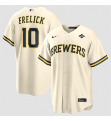 Men Milwaukee Brewers  10 Sal Frelick Cream 2026 World Series Cool Base Stitched Baseball Jersey