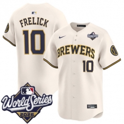 Men Milwaukee Brewers  10 Sal Frelick Cream 2026 World Series Limited Stitched Baseball Jersey