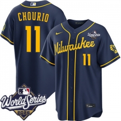 Men Milwaukee Brewers  11 Jackson Chourio Navy 2026 World Series Stitched Baseball Jersey
