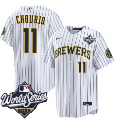 Men Milwaukee Brewers 11 Jackson Chourio White 2026 World SeriesStitched Baseball Jersey Men Milwaukee Brewers 11 Jackson Chourio White 2026 World SeriesStitched Baseball Jersey