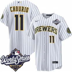 Men Milwaukee Brewers  11 Jackson Chourio White 2026 World SeriesStitched Baseball Jersey