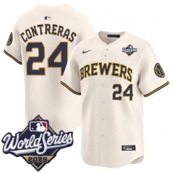 Men Milwaukee Brewers  24 William Contreras Cream 2026 World Series Limited Stitched Baseball Jersey