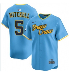 Men Milwaukee Brewers Garrett Mitchell #5 Home City Connect Stitched Limited Jersey