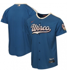 Youth Milwaukee Brewers Blank Mineral Blue 2026 City Connect Stadium Stitched Baseball Jersey Youth Milwaukee Brewers Blank Mineral Blue 2026 City Connect Stadium Stitched Baseball Jersey