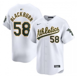 Men Oakland Athletics 58 Paul Blackburn White Home Limited Stitched Jersey