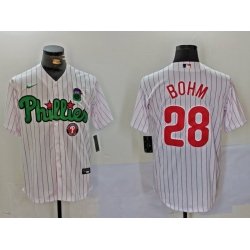 Men Philadelphia Phillies 28 White Green Cool Base Stitched Jersey 3