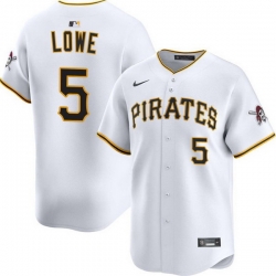 Men Pittsburgh Pirates Brandon Lowe #5 Flex Base Home White Limited Jersey