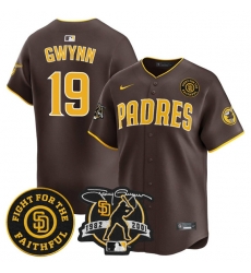 Men San Diego Padres 19 Tony Gwynn Brown Tony Gwynn  26 Faithful Patch Limited Stitched Baseball Jersey Men San Diego Padres 19 Tony Gwynn Brown Tony Gwynn  26 Faithful Patch Limited Stitched Baseball Jersey