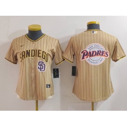 Women San Diego Padres Tan Team Big Logo Stitched Baseball Jersey 1