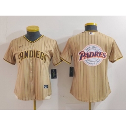 Women San Diego Padres Tan Team Big Logo Stitched Baseball Jersey 5