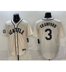 Men Seattle Mariners 3 J P Crawford Cream 50th Anniversary Alternate Stitched Baseball Jersey Men Seattle Mariners 3 J P Crawford Cream 50th Anniversary Alternate Stitched Baseball Jersey