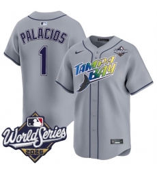 Men Tampa Bay Rays  1 Richie Palacios Grey 2026 World Series Limited Stitched Baseball Jersey