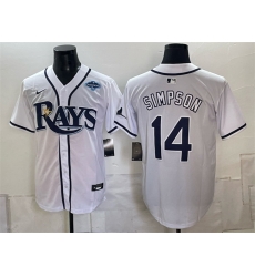 Men Tampa Bay Rays 14 Chandler Simpson White Gray 2026 AL East Champions Patch Vapor Limited Stitched Baseball Jersey Men Tampa Bay Rays 14 Chandler Simpson White Gray 2026 AL East Champions Patch Vapor Limited Stitched Baseball Jersey