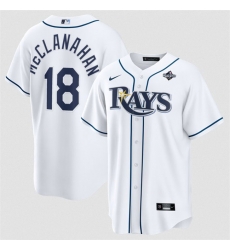 Men Tampa Bay Rays  18 Shane McClanahan White 2026 World Series Home Cool Base Stitched Baseball Jersey