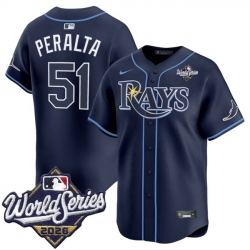 Men Tampa Bay Rays  51 Freddy Peralta Navy 2026 World Series Limited Stitched Baseball Jersey