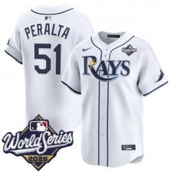 Men Tampa Bay Rays  51 Freddy Peralta White 2026 World Series Home Limited Stitched Baseball Jersey