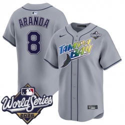 Men Tampa Bay Rays  8 Jonathan Aranda Grey 2026 World Series Limited Stitched Baseball Jersey