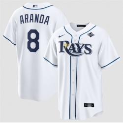 Men Tampa Bay Rays  8 Jonathan Aranda White 2026 World Series Home Cool Base Stitched Baseball Jersey