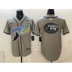 Men Tampa Bay Rays Team Big Logo Gray 2026 AL East Champions Patch Vapor Limited Stitched Baseball Jersey