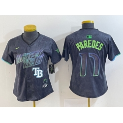 Women Tampa Bay Rays 17 Isaac Paredes Charcoal 2024 City Connect Limited Stitched Baseball Jersey 3