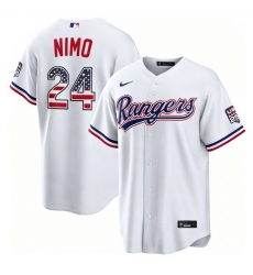 Men Texas Rangers Brandon Nimmo #24 Fourth of July 2026 Stitched MLB jerseys