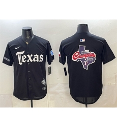 Men Texas Rangers Team Big Logo Black Gothic Mexico 2025 Vapor Premier Limited Stitched Baseball Jersey
