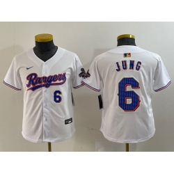 Youth Texas Rangers 6 Josh Jung White Gold Stitched Baseball Jersey