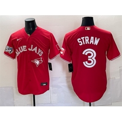 Men Toronto Blue Jays  3 Myles Straw Red 50 Seasons Patch Stitched Baseball Jersey