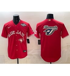 Men Toronto Blue Jays Team Big Logo Red 2025 World Series Home Cool Base Stitched Baseball Jersey