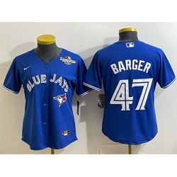 Women Toronto Blue Jays 47 Addison Barger Royal 2025 World Series Cool Base Stitched Baseball Jersey 