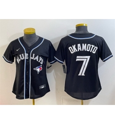 Women Toronto Blue Jays 7 Kazuma Okamoto 2026 Fashion Replica Black Out Stitched Women Toronto Blue Jays 7 Kazuma Okamoto 2026 Fashion Replica Black Out Stitched