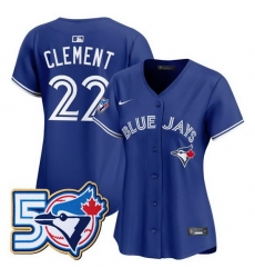 WomenToronto Blue Jays  27 Vladimir Guerrero Jr  Nike Royal 50th Anniversary Alternate Limited Jersey