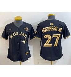 Youth Toronto Blue Jays 27 Vladimir Guerrero Jr  Black Gold 2025 American League Champions Limited Stitched Baseball Jersey