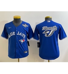 Youth Toronto Blue Jays Team Big Logo Royal 2025 World Series Cool Base Stitched Baseball Jersey Youth Toronto Blue Jays Team Big Logo Royal 2025 World Series Cool Base Stitched Baseball Jersey