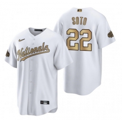 Men Washington Nationals 22 Juan Soto 2022 All Star White Cool Base Stitched Baseball Jersey