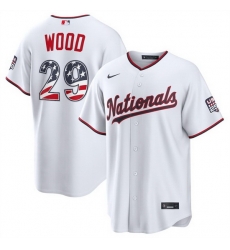 Men Washington Nationals 29 James Wood White USA 250 Fourth of July Home Stitched Baseball Jersey Men Washington Nationals 29 James Wood White USA 250 Fourth of July Home Stitched Baseball Jersey