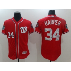 Men Washington Nationals #34 Harper Red Spring Edition Elite 2022 MLB Jersey