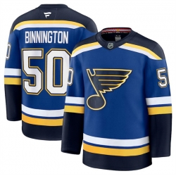 Men St  Louis Blues 50 Jordan Binnington Blue 2024 25 Home Stitched Hockey Jersey