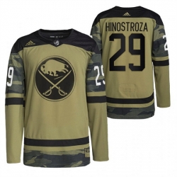 Men Buffalo Sabres 29 Vinnie Hinostroza 2022 Camo Military Appreciation Night Stitched jersey