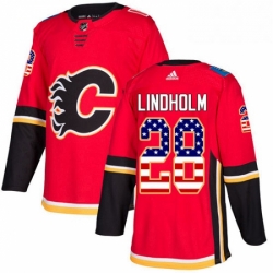 Mens Adidas Calgary Flames 28 Elias Lindholm Red Home Authentic USA Flag Stitched NHL Jersey  Mens Adidas Calgary Flames 28 Elias Lindholm Red Home Authentic USA Flag Stitched NHL Jersey
