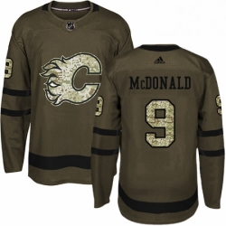 Mens Adidas Calgary Flames 9 Lanny McDonald Authentic Green Salute to Service NHL Jersey  Mens Adidas Calgary Flames 9 Lanny McDonald Authentic Green Salute to Service NHL Jersey