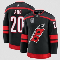 Men Carolina Hurricanes  20 Sebastian Aho Black 2026 Stanley Cup Final Stitched Hockey Jersey