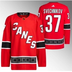 Men Carolina Hurricanes 37 Andrei Svechnikov 2022 23 Reverse Retro Red Stitched Jersey