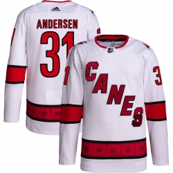 Men Carolina Hurricanes Frederik Andersen 31 White Adidas Reverse Retro Jersey