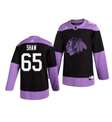 Blackhawks 65 Andrew Shaw Black Purple Hockey Fights Cancer Adidas Jersey